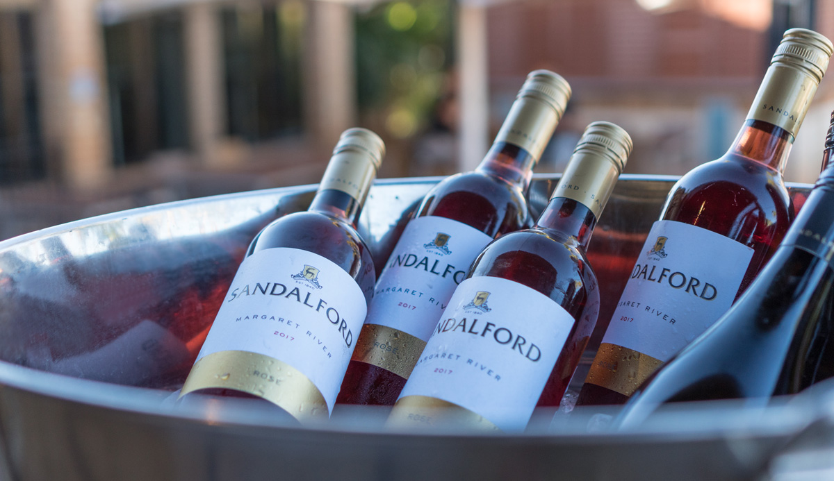 An ice bucket full of Sandalford wine bottles