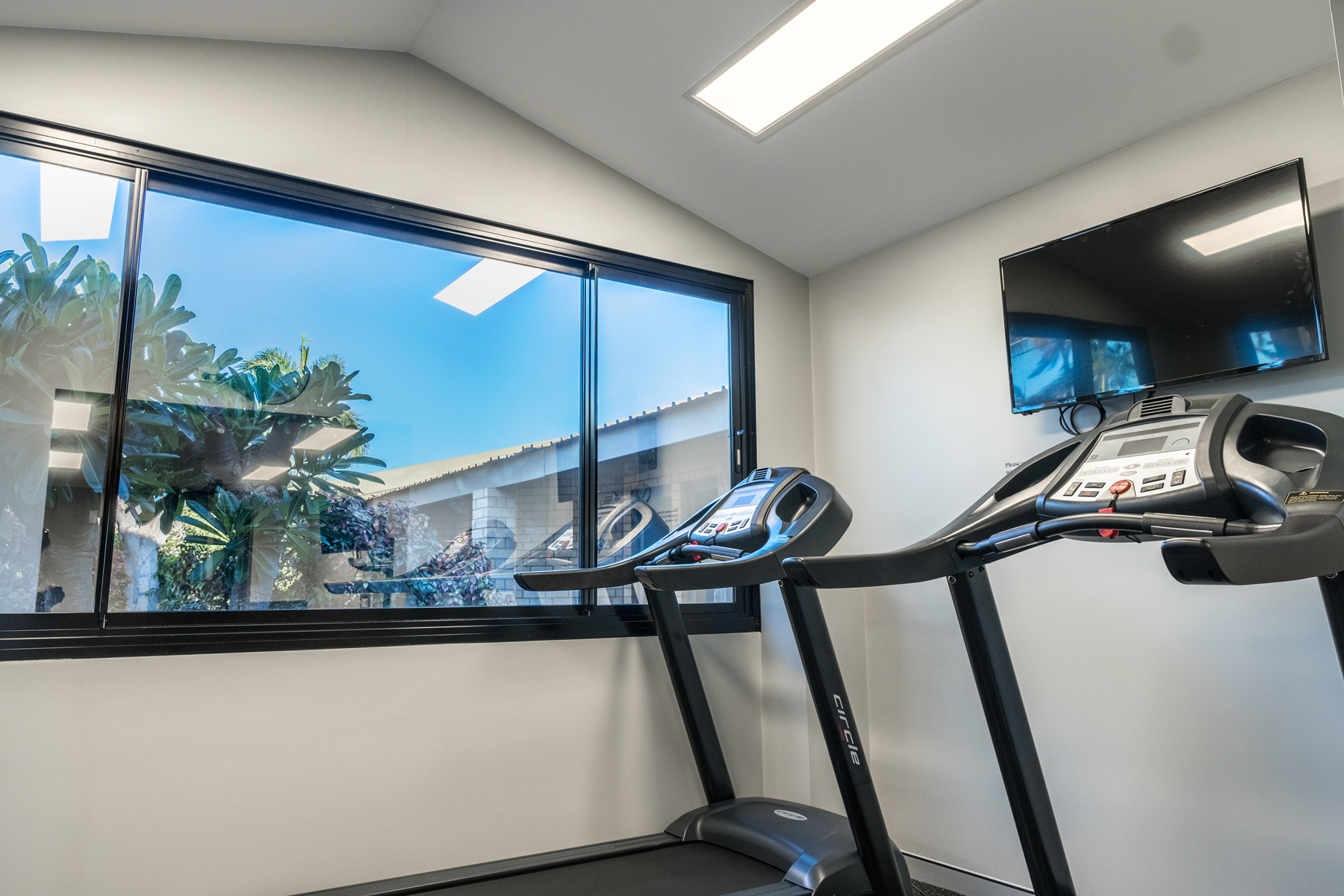 The gym at the Karratha International Hotel features treadmills