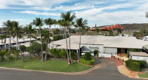 The Karratha International Hotel is surrounded by tropical gardens